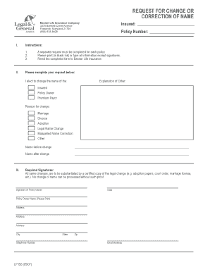 Request for Change or Correction of Name