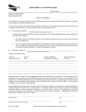 Banner Life Insurance Health Statement Supplement