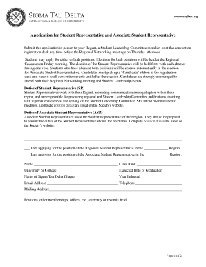 Student Representative Application Form