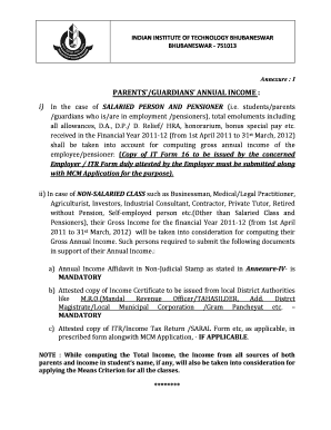 Merit-Cum-Means Scholarship Application Form