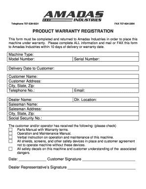 Product Warranty Registration Form