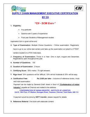 Supply Chain Management Executive Certification Application
