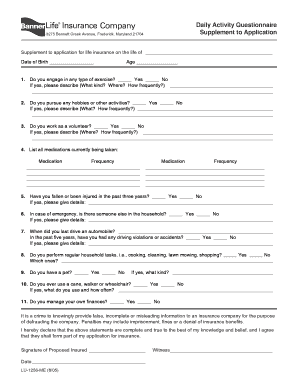 Life Insurance Activity Questionnaire