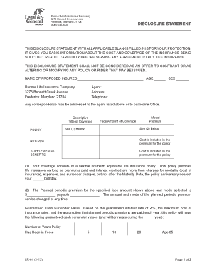 Life Insurance Disclosure Statement