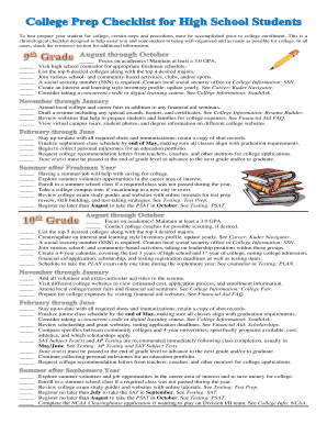 College Preparation Checklist