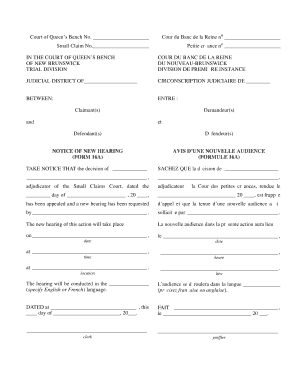Notice of New Hearing