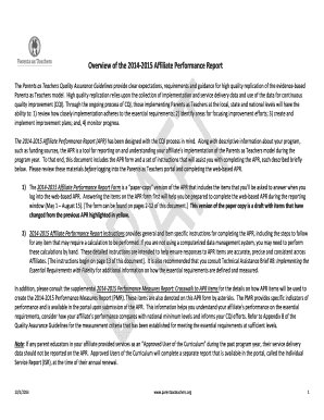 2014-2015 Affiliate Performance Report Form