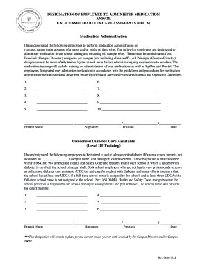 Designation of Employee to Administer Medication and Unlicensed Diabetes Care Assistants