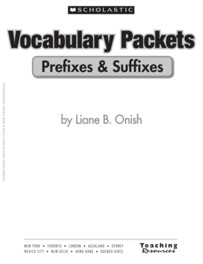 Prefixes and Suffixes Vocabulary Packet