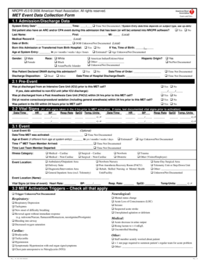MET Event Data Collection Form