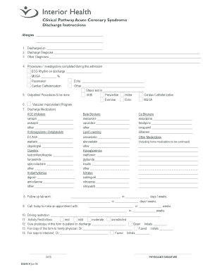 Clinical Pathway Acute Coronary Syndrome Discharge Instructions