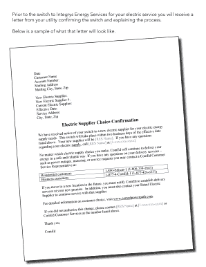 Electric Supplier Choice Confirmation Letter