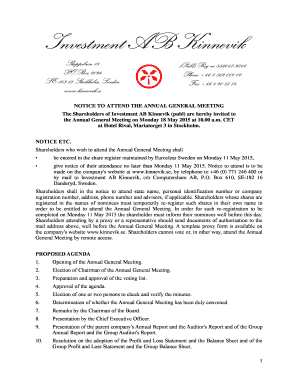 NOTICE TO ATTEND THE ANNUAL GENERAL MEETING The