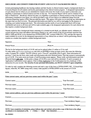Student and Faculty Background Check Consent Form