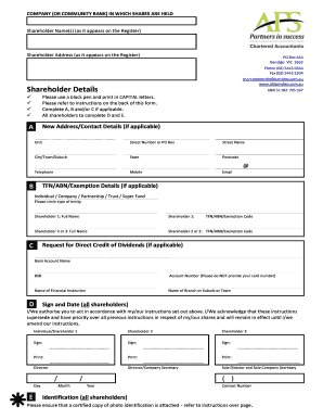 Australian Shareholder Update Form