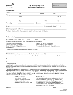 Girl Scouts Volunteer Application Form