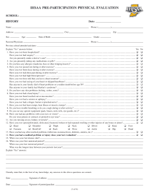 IHSAA Pre-Participation Physical Evaluation Form