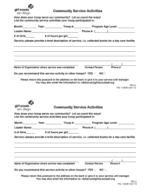 Girl Scouts Community Service Report