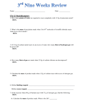 Chemistry Worksheet