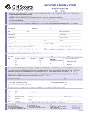 Girl Scouts Event Registration Form