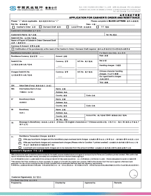 Cashier's Order and Remittance Application