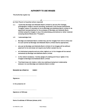 Talent release form template for photos 2doc