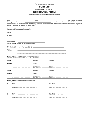 Hindustan Unilever Share Nomination Form
