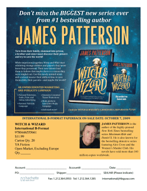 Witch and Wizard Sell Sheet Revised Witch and Wizard- James Patterson- Intl B- 9780446555661- Sell Sheet