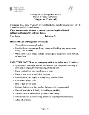 Dabigatran Patient Instructions