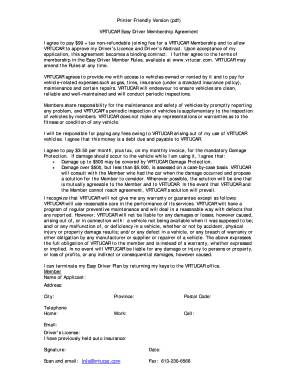 VRTUCAR Easy Driver Membership Agreement