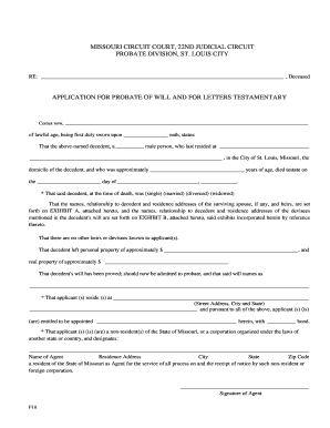 Missouri Probate Will Application