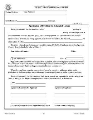 Application for Refusal of Letters in Probate