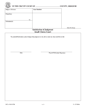Satisfaction of Judgment Form