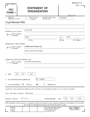 FEC Form 1 Organization Statement