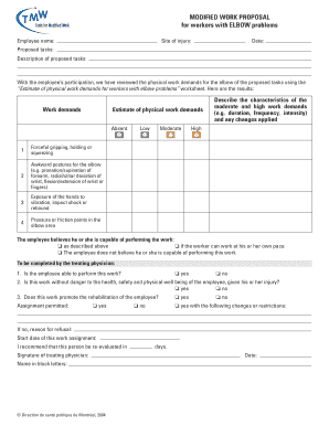 Work Proposal for Employees with Elbow Problems