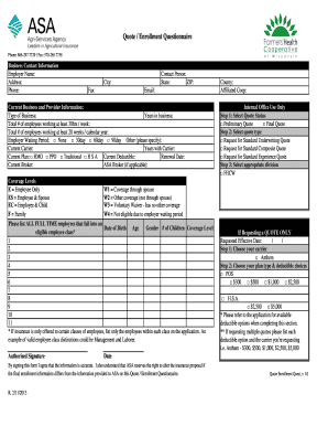 Quote Enrollment Questionnaire