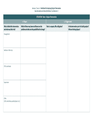 Worksheet for Analysing Origin of Intervention