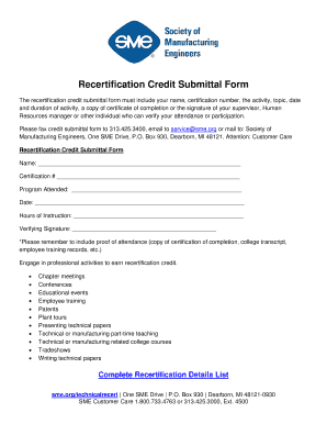 Recertification Credit Submittal Form