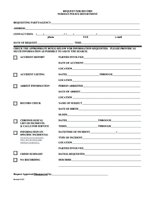 Norman Police Department Record Request Form