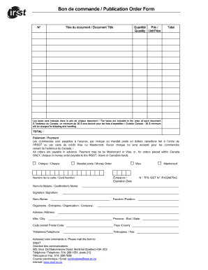 Bon de commande Publication Order Form - irsst qc