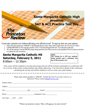 Santa Margarita Catholic High presents SAT ACT Practice