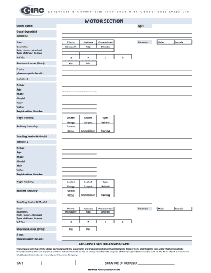 Motor Insurance Proposal Form