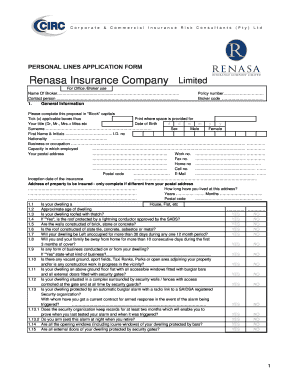 Personal Lines Application Form