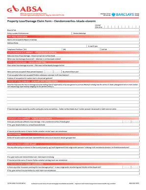 ABSA Property Loss/Damage Claim Form