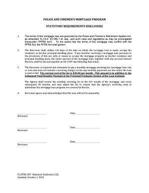 Police and Firemen's Mortgage Program Disclosure