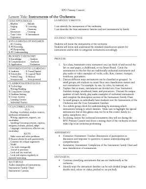 Orchestra Instrument Classification Worksheet