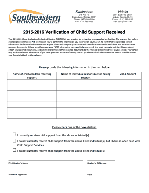 2015-2016 Verification of Child Support Received
