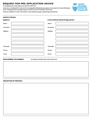 West Sussex Pre-Application Advice Request