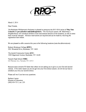 Tiny Tots Concerts Registration Form