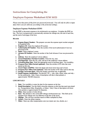 Employee Expense Worksheet